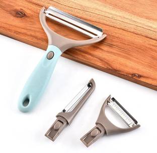 RKE 3 in 1 Stainless Steel Vegetable Peeler, Multifunctional Fruit Peelers with 3 Julienne Blades Swivel peelers Slicer with ABS Handle for Kitchen Potato Cabbage, Apple, Carrot, Tomato Carrot Slicer Y Shaped Peeler