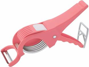 Malhar 2 in 1 Stainless Steel Vegetable Cutter with Peeler 5 Blade (Multicolor) Vegetable & Fruit Slicer