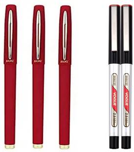 Baoke 3pcs 0.5mm Smooth writing Red gel pens & Free 2pcs rollerball 0.5mm Red pens Gel Pen