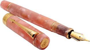 Ledos Jinhao 100 Centennial Acrylic Pink Marble With Golden Trims Fountain Pen
