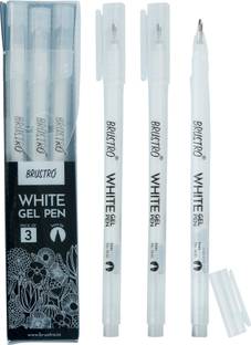 BRuSTRO White Gel Pen Pack of - 3. Tip Size - 1 mm Gel Pen