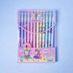 Poohan UNICORN SUPER CUTE ADOREABLE GEL PEN BLUE INK RANDOM UNICORN PRINT (Pack of 12) Gel Pen