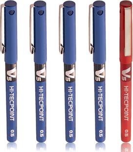 PILOT V5 (Blue- 4,Red-1) Roller Ball Pen