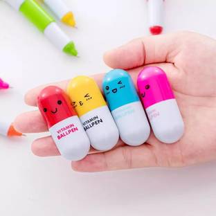 Parseed Capsule Shape Ballpoint Pen (Pack of 4),Birthday Return Gifts For Kids & Adults Ball Pen