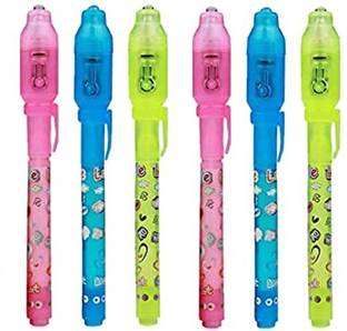 ILT (6PCS) Birthday Popper Invisible Ink Magic Pen with UV-Light Digital Pen