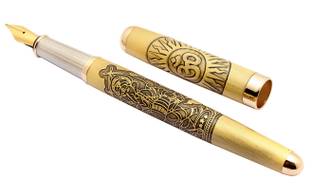 Ledos beautiful curved Lord ganesha & om engraved design Special Edition Fountain Pen
