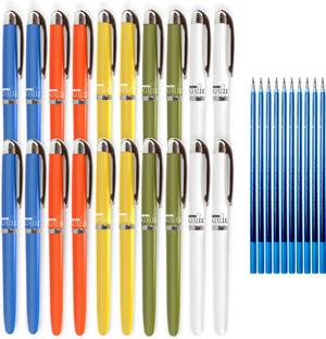 Win Guide 20 Blue Pens & 10 Refills | 0.6 mm Tip | Pens for Writing | Premium Ball Pen