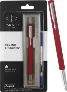 PARKER Vector Standard, Chrome Trim, Red Body Colour Roller Ball Pen