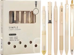 WISHKEY Smooth Writing Retractable Quick Dry Gel Pen Set with Highlighter Gel Pen