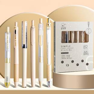 Samvardhan White Pastel Gel Pens Highlighter Set, Aesthetic School Supplies 5PCS Ink Pens Gel Pen