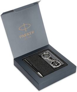 PARKER Vector Standard Chrome Trim Ball Pen With Keychain Pen Gift Set