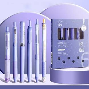 Samvardhan Purple Pastel Gel Pens Highlighter Set, Aesthetic School Supplies 5PCS Ink Pens Gel Pen