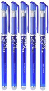Agelast Blue Ink Erasable with attached Magic Wipe Eraser [0.35mm], Pack of 4 Gel Pen Refill
