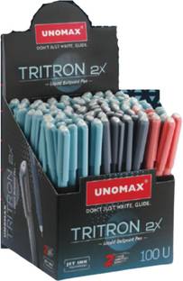 UNOMAX Tritron 2X Triangular Body (100pcs Stand- 70 Blue, 24 Black, 6 Red) Ball Pen