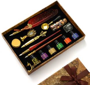 URBAN BOX Antique Calligraphy Feather Pen Quill and Glass Dip Pen for Writing,Signature Calligraphy