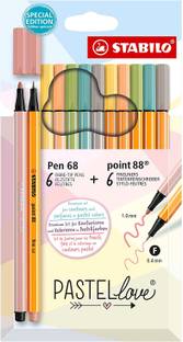 Stabilo Set of 6 Each Pen 68 Felt Tip Pen | Point 88 Fineliner Pen