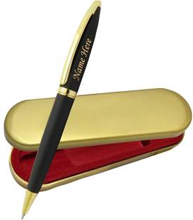 UJJi Name Engraved Pen in Matte Black Brass Material Ball Pen
