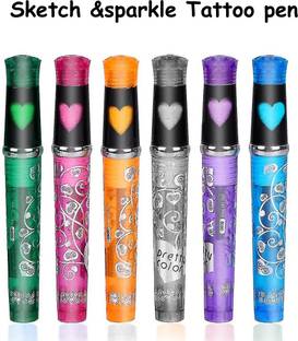 Extraposh Sketch and Sparkle Tattoo Pen Activity Toy Set with Stencil for Kids Nib