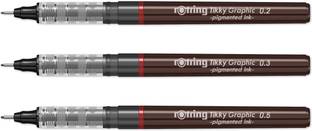 rotring Tikky Graphic 0.2mm 0.3mm 0.5mm Pigment Liner | Black Pigmented Ink | Fibre Tip Fineliner Pen
