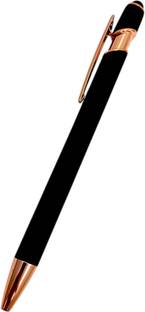 auteur Stylish 81 Black Designer Metal Body Fine Tip With Stylus & Rose Gold Clip Gift Ball Pen