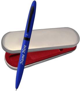 UJJi Matte Finish Blue Color Name Engraved Metal Ball Pen