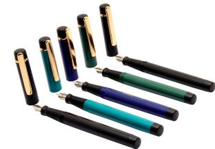 Ledos Set Of 5 Oliver Scholar Medium Nib Eyedropper Golden Clip Fountain Pen
