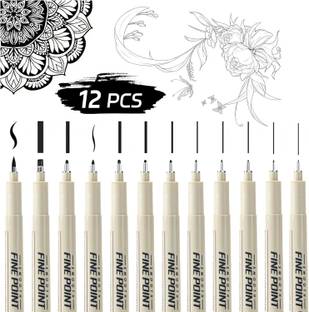 Harinder Black Micron Fineliner Pen Set - Waterproof Technical Pens for Artist & Designer Fineliner Pen