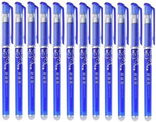 Definite 12 Pcs Blue Ink Erasable Gel Pen Set w/ attached Magic Wipe Eraser (0.35mm Nib) Gel Pen