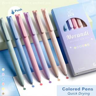 Jaravik 6 Colours Retractable Gel Pens with 6 Refills 0.5 mm Aesthetic Gel Pen Kawaii Gel Pen