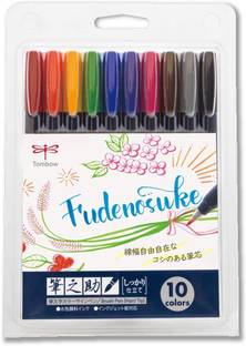 Tombow Fudenosuke Hard Tip Brush Pens Stationery Set