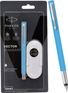 PARKER Vector Standard, Chrome Trim, Fine Nib With 3 Ink Cartridge Fountain Pen