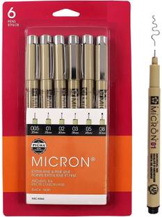 Gelly Sakura Pigma Micron Fineliner Pens-Archival Black Ink Pens-Assorted Point Sizes Fineliner Pen