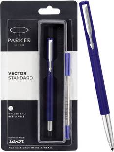 PARKER Vector Standard Chrome Trim Blue Body Color Roller Ball Pen