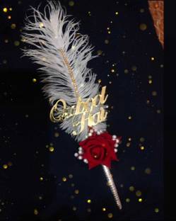 Qubool hai Red Rose With White Artificial Featherpen Nikah and For wedding gift Ball Pen
