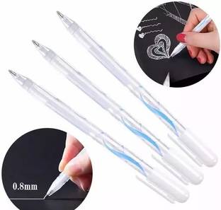 SKYGOLD 3 -Piece White Gel Pen Set, 0.8mm Line Drawing Pen, Archival Ink Fine Point Tip Sketching Pens for Artists, Drawing Illustration, Black Paper, Painting Rocks, Card Making (pack of 3 ) Gel Pen (Pack of 3) Gel Pen