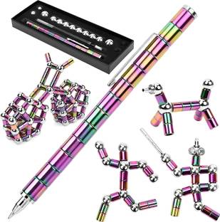 Bellveen Magnetic Fidget Pen, Decompression Toy Pen with Magnetic Rings and Steel Ball Pen