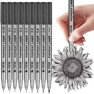 Levin Pigment Black Fineliner pen Based Waterproof Black Pen Set for Art Writing Fineliner Pen