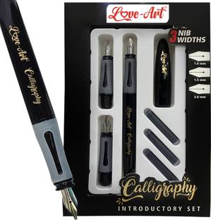 love art Calligraphy Fountain Pen Set with 3 Nibs & Ink Cartridges for Smooth Writing Stationery Set