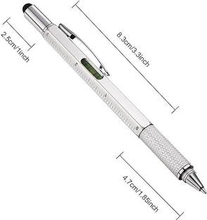 Vinayakart Metal Multi tool Pen 6-in-1 Stylus , Ballpoint Pen, Ruler, Level, Multi-function Pen