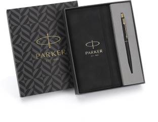 PARKER Gift Set | A6 Note Book with Classic Matte Black Gold Trim | Ball Pen