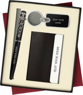 K K CROSI Name Written 3in1 Combo for Gifting Card Holder,Keychain and Black Colour Pen Gift Set