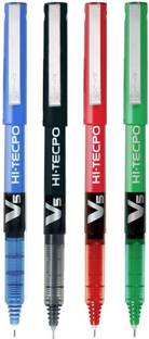 PILOT Pilot V5 Hi Tecpoint (Blue/Black/Red/Green - Set of 4) Roller Ball Pen