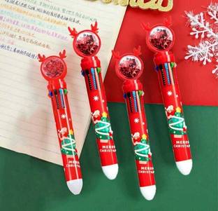 AMANVANI 10 in 1 Color Ballpoint Pen Non Toxic Christmas Ball Pen Return Gift Ball Pen