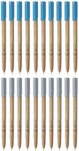 FLAIR Woody 0.7mm Ball Pen Combo Pack, Woody Design|10 Pcs Blue ink & 10 Pcs Black Ink Ball Pen