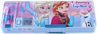 striders Frozen Magnetic with Extra Storage 1 Button Lock for School & Gift for Kids frozen theme art Art Plastic Pencil Box