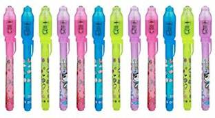 Pvention Invisible Ink Magic Pen With UV-Light For Kids Return Gift / School Supplies Ball Pen