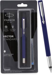 PARKER Vector Standard Fountain Pen Fine Tip With 1� Ink Cartridge Blue Body Color Fountain Pen