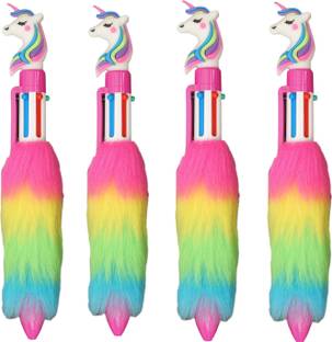 PW PENCILWALA Unicorn Retractable roller ball pen with multicolor feather Unicorn stylish pen Ball Pen