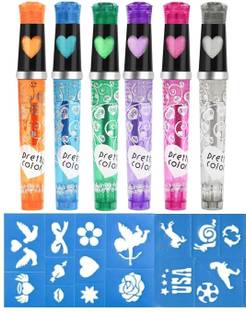 MG Tranding 6 Pc Temporary Tattoo Pen Body Markers Skin Face Paint Kit