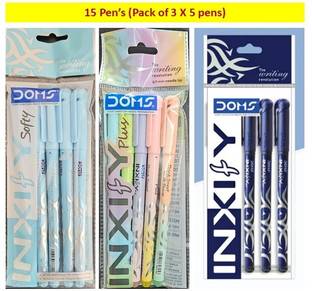 DOMS INXIFY BALL PEN | 15 Pens (Pack of 3 X 5pens) | INXIFY COMBO | Ball Pen